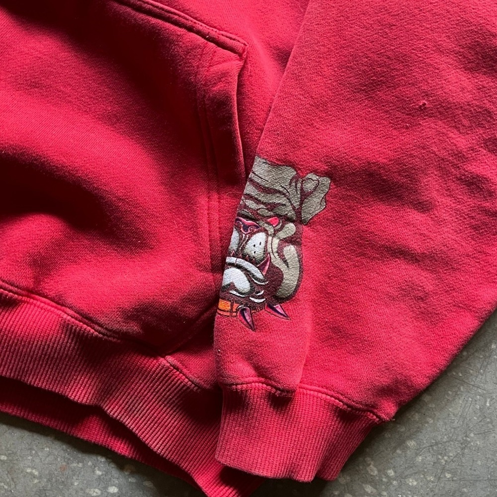 Y2K JNCO JEANS Red Bulldog Graphic Hoodie Pullover Men's Size Large FITS SMALL! - Picture 6 of 9